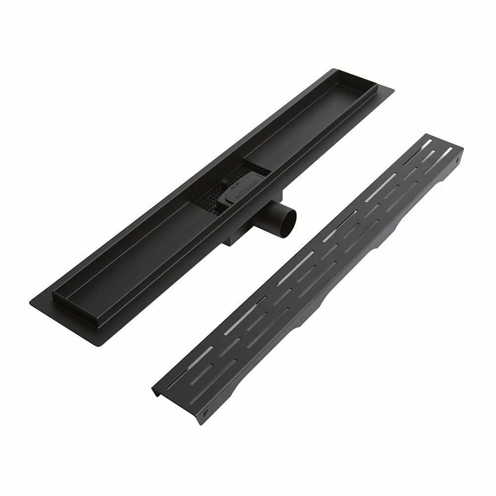 Milano - 600mm Linear Stainless Steel Shower Drain With Grate - Black - Image 3