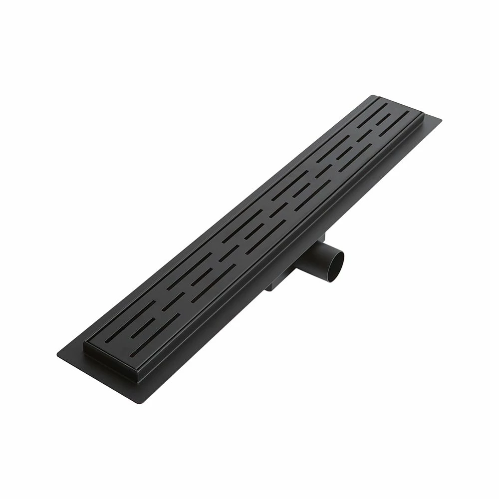 Milano - 600mm Linear Stainless Steel Shower Drain With Grate - Black - Image 2
