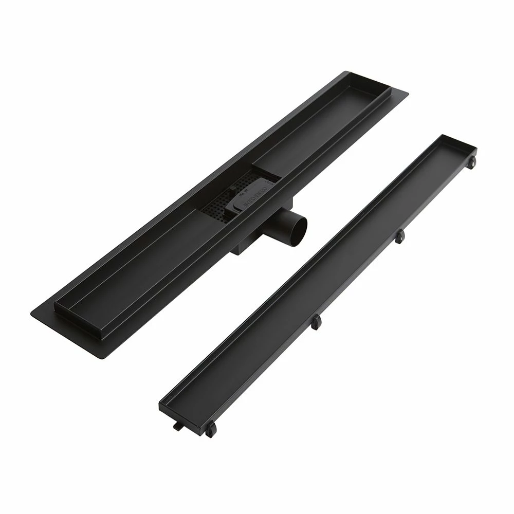 Milano - 600mm Tile Insert Linear Stainless Steel Shower Drain - Black - Image 3
