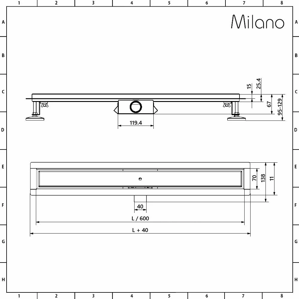 Milano - 600mm Tile Insert Linear Stainless Steel Shower Drain - Black - Image 7