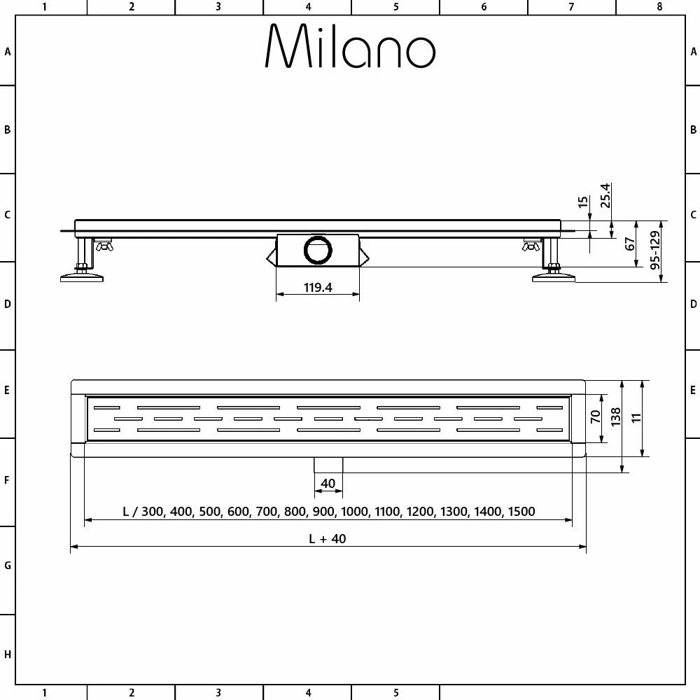 Milano - 800mm Linear Stainless Steel Shower Drain With Grate - Image 6