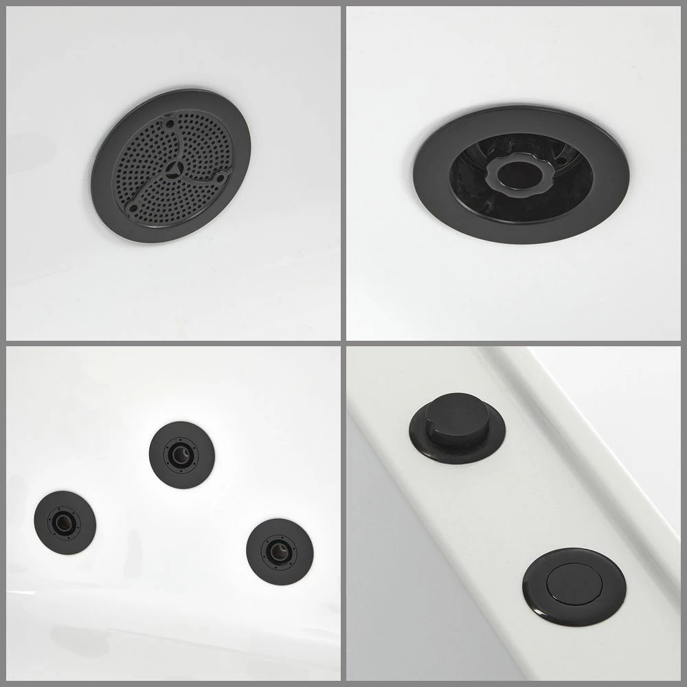Milano Breeze - Whirlpool Double Ended Spa Bath - 1700mm X 800mm - Black - Image 7