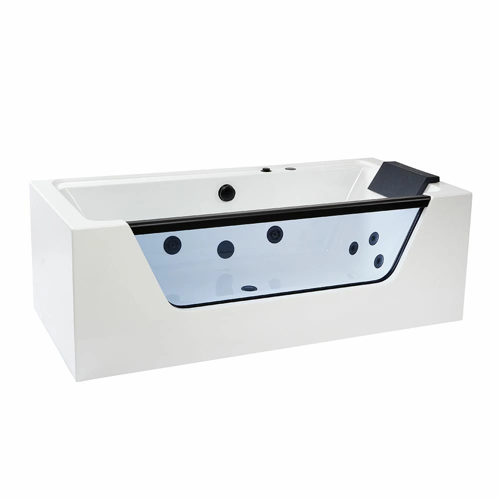 Milano Breeze - Whirlpool Double Ended Spa Bath - 1700mm X 800mm - Black - Image 2