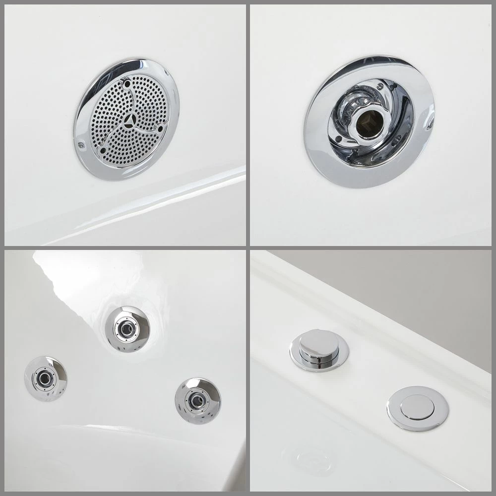 Milano Breeze - Whirlpool Double Ended Spa Bath - 1700mm X 800mm - Chrome - Image 7