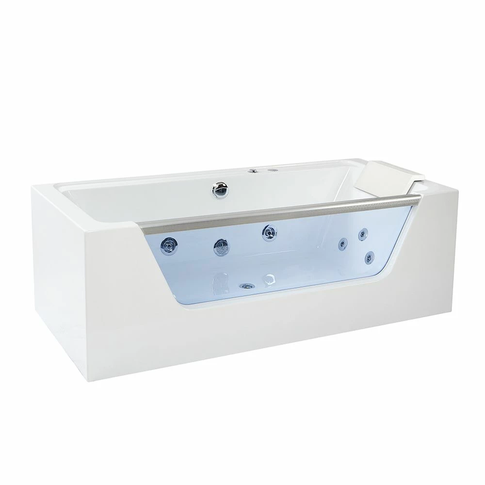 Milano Breeze - Whirlpool Double Ended Spa Bath - 1700mm X 800mm - Chrome - Image 3