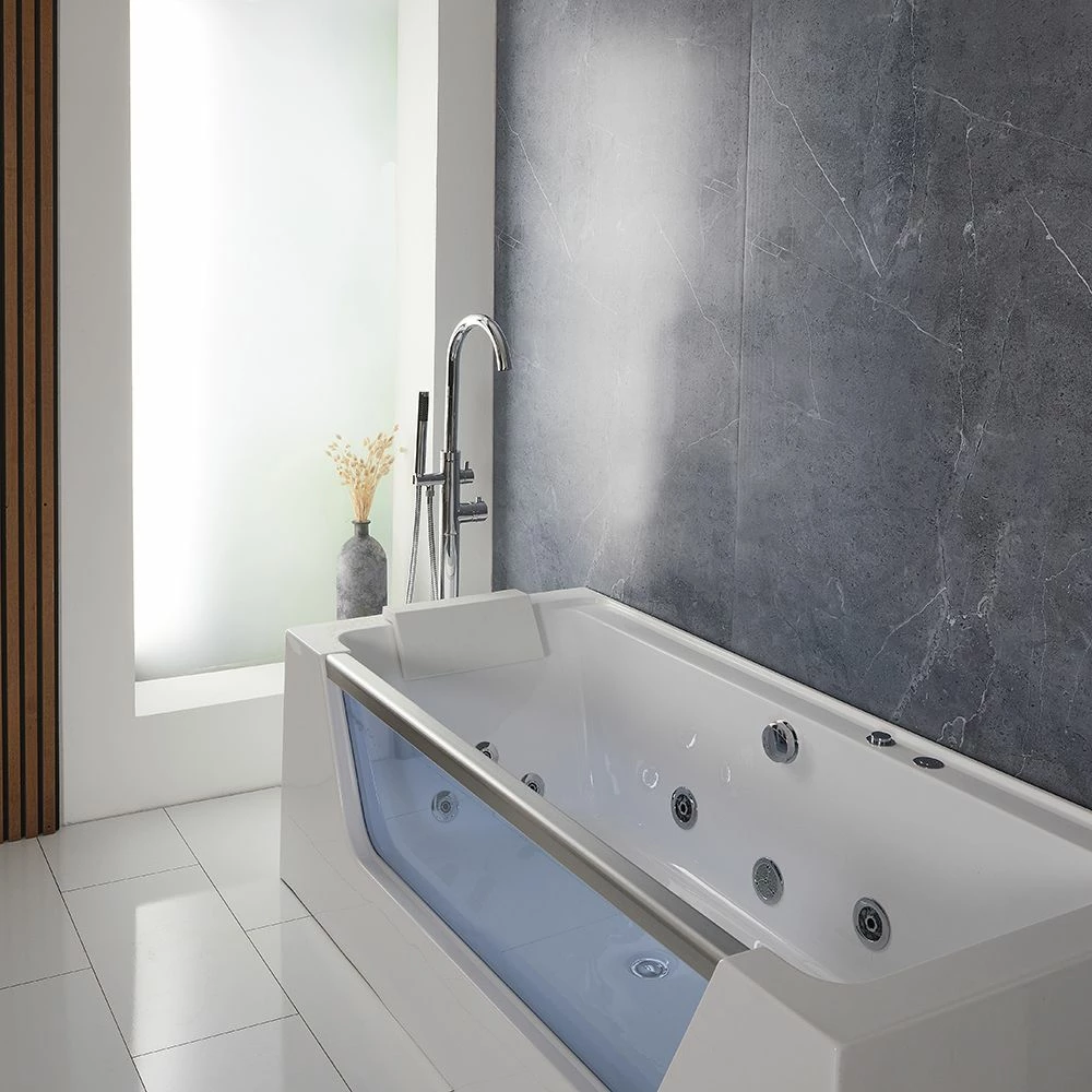 Milano Breeze - Whirlpool Double Ended Spa Bath - 1700mm X 800mm - Chrome - Image 2