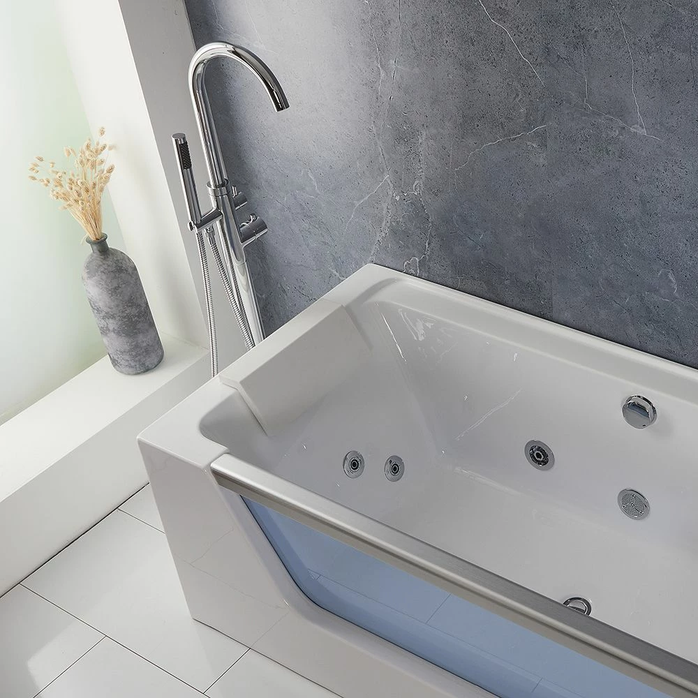 Milano Breeze - Whirlpool Double Ended Spa Bath - 1700mm X 800mm - Chrome - Image 4