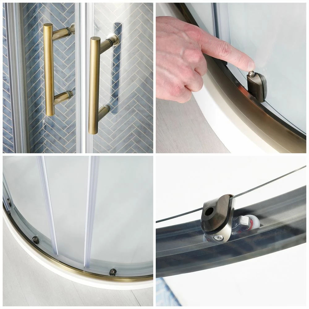 Milano Auro - 900mm Brushed Gold Quadrant Shower Enclosure With Tray - Image 3