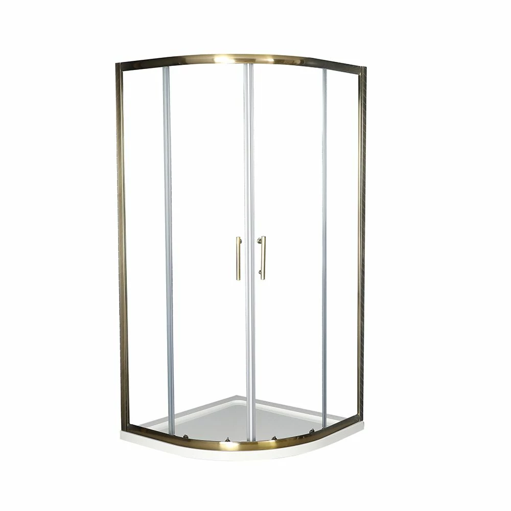 Milano Auro - 900mm Brushed Gold Quadrant Shower Enclosure With Tray - Image 4