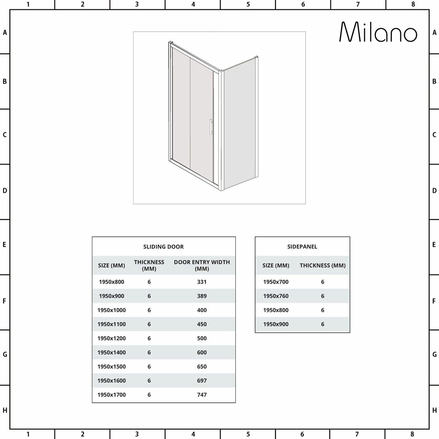Milano Portland - Sliding Shower Door - Choice Of Sizes And Side Panel - Image 5