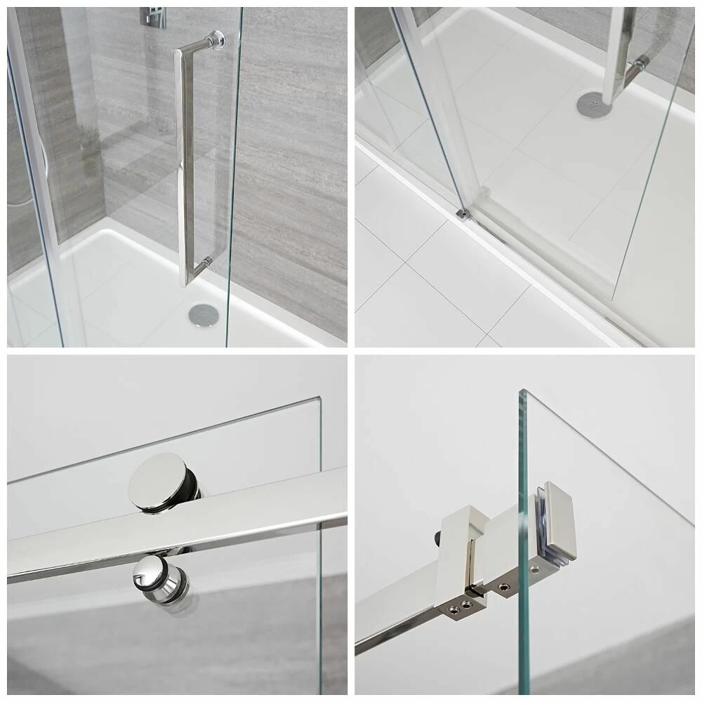 Milano Portland - Frameless Sliding Door Shower Enclosure - Choice Of Sizes And Side Panel - Image 3