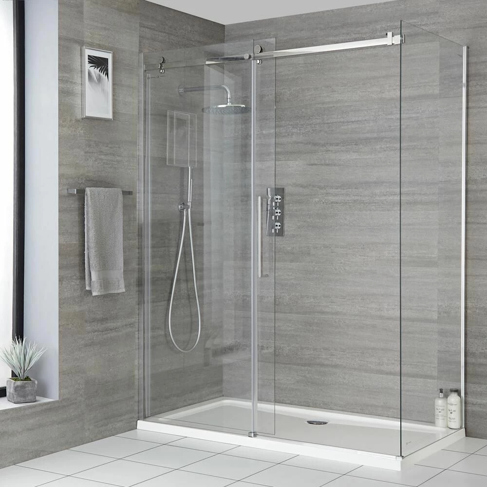 Milano Portland - Frameless Sliding Door Shower Enclosure - Choice Of Sizes And Side Panel - Image 2