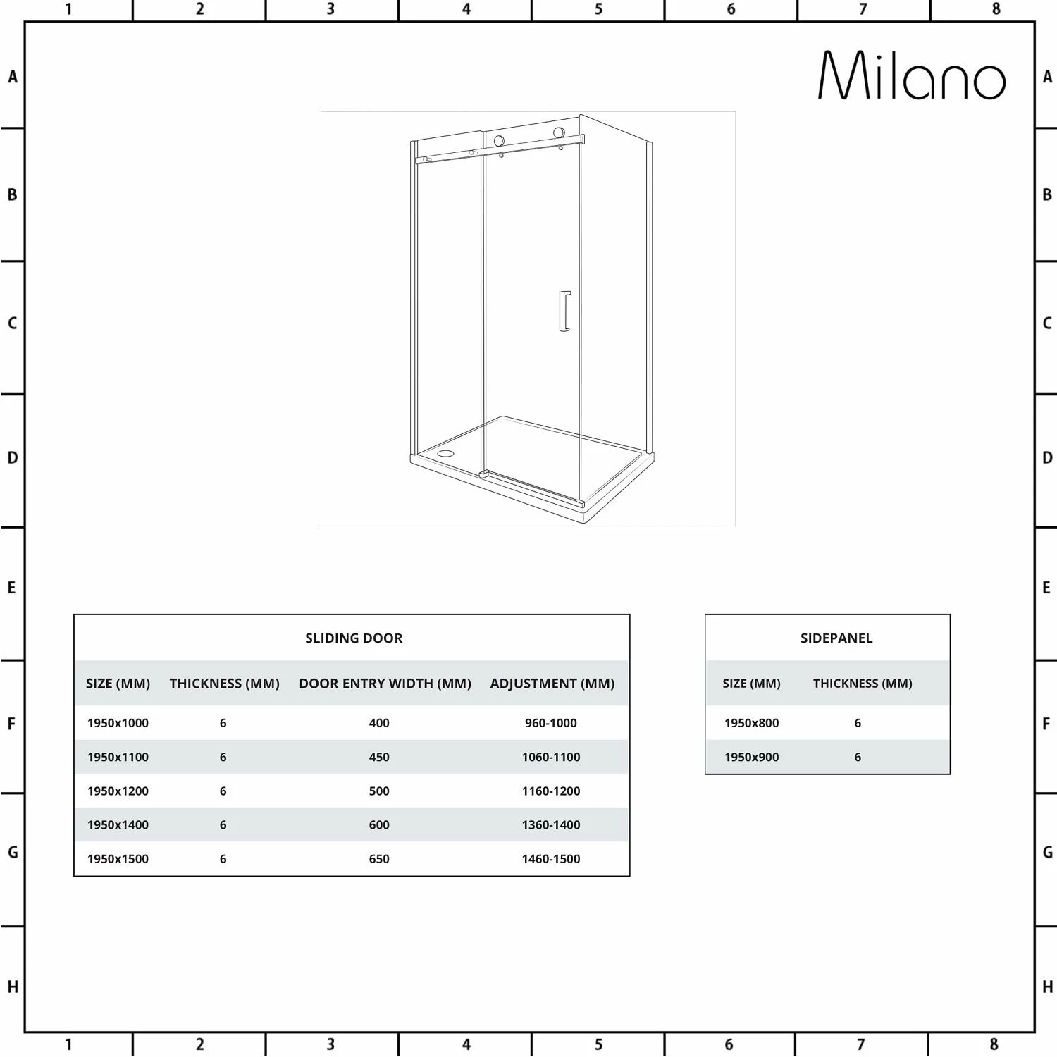 Milano Portland - Frameless Sliding Door Shower Enclosure - Choice Of Sizes And Side Panel - Image 4