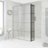 Milano Barq - Black Framed 300mm Hinged Wet Room Return Screen