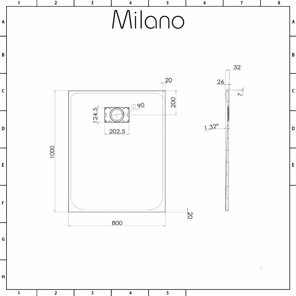 Milano Rasa - Anthracite Slate Effect Rectangular Shower Tray - 1000mm X 800mm - Image 6