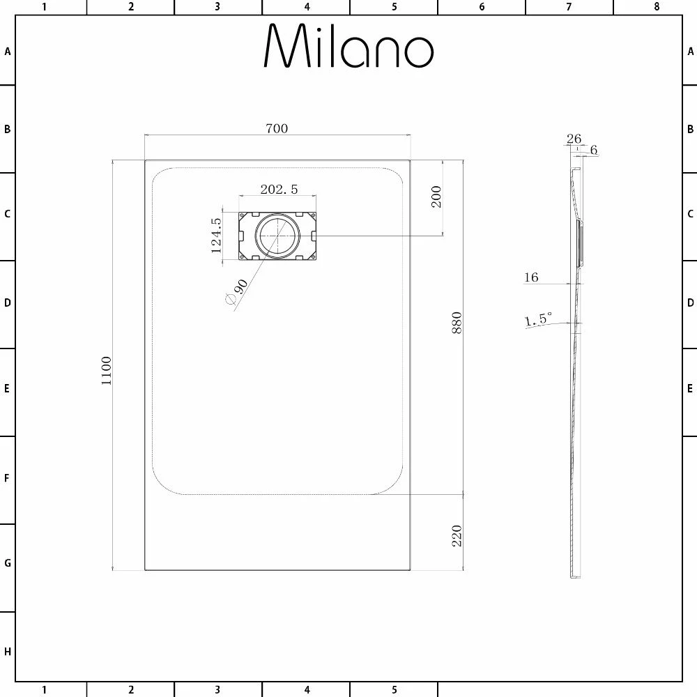 Milano Rasa - Matt White Slate Effect Rectangular Shower Tray - 1100mm X 700mm - Image 6