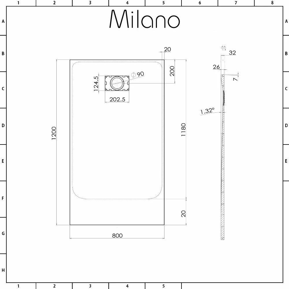 Milano Rasa - Light Grey Slate Effect Rectangular Shower Tray - 1200mm X 800mm - Image 6