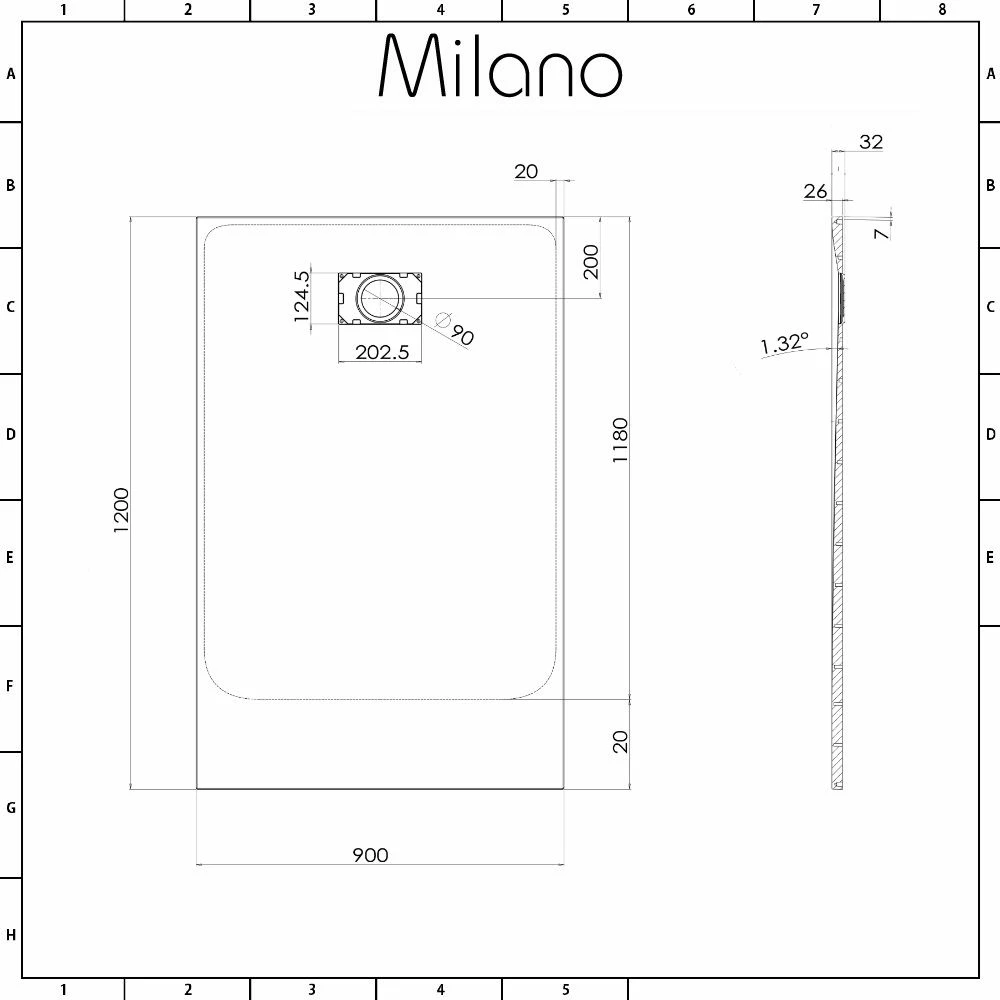 Milano Rasa - Anthracite Slate Effect Rectangular Shower Tray - 1200mm X 900mm - Image 6