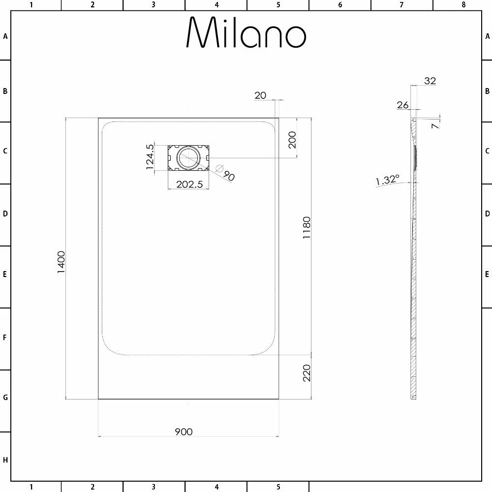 Milano Rasa - Light Grey Stone Effect Rectangular Shower Tray 1400x900mm - Image 6