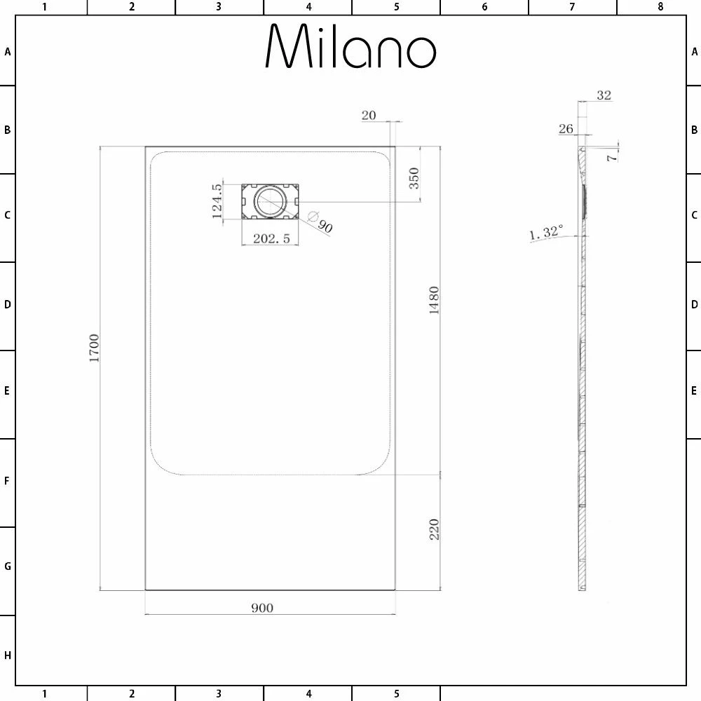 Milano Rasa - Anthracite Slate Effect Rectangular Shower Tray - 1700mm X 900mm - Image 6