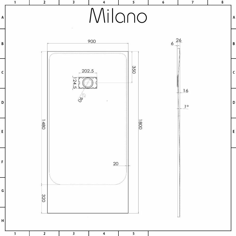 Milano Rasa - Anthracite Slate Effect Rectangular Shower Tray - 1800mm X 900mm - Image 6