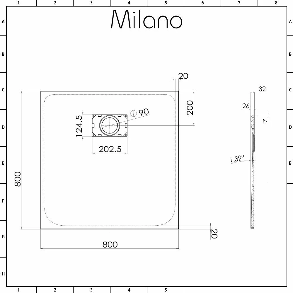 Milano Rasa - Matt White Slate Effect Square Shower Tray - 800mm - Image 6