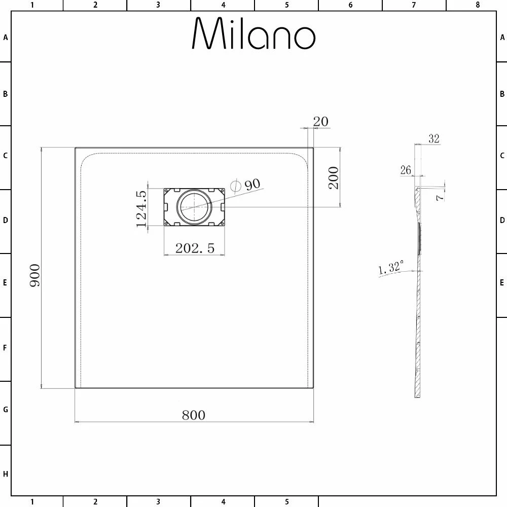 Milano Rasa - Light Grey Slate Effect Rectangular Shower Tray - 900mm X 800mm - Image 6