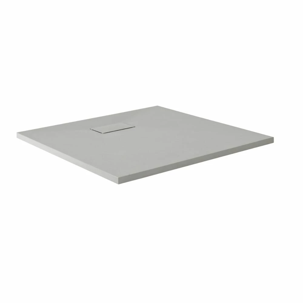 Milano Rasa - Light Grey Slate Effect Square Shower Tray - 800mm - Image 2