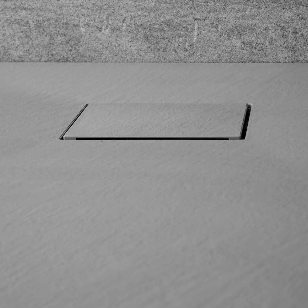 Milano Rasa - Light Grey Slate Effect Square Shower Tray - 800mm - Image 3