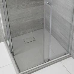 Milano Rasa - Light Grey Slate Effect Square Shower Tray - 900mm