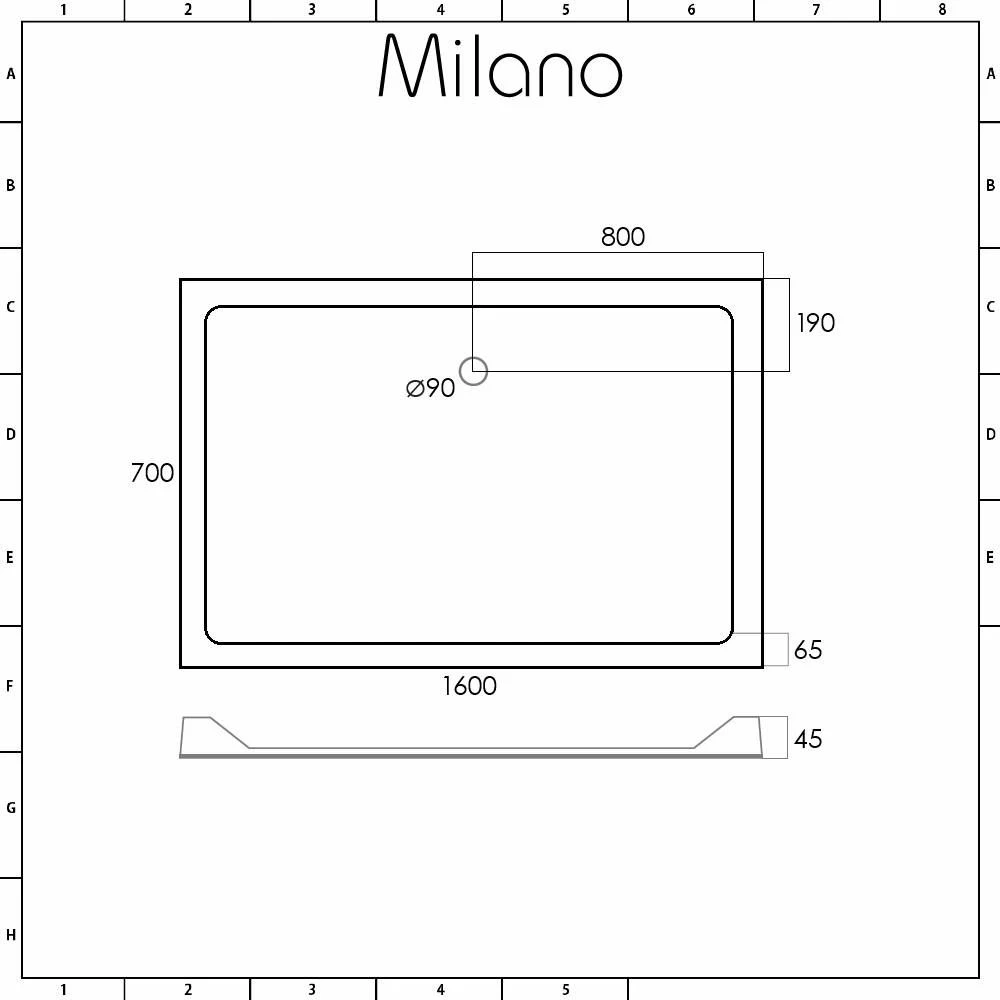 Milano Lithic - Low Profile Rectangular Shower Tray - 1600mm X 700mm - Image 4