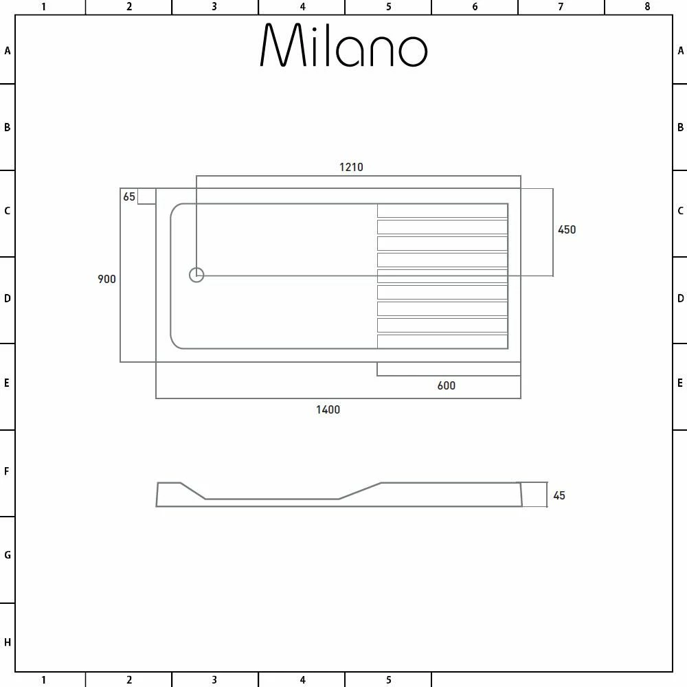 Milano Lithic - Rectangular Walk-in Shower Tray With Drying Area - 1400mm X 900mm - Image 4