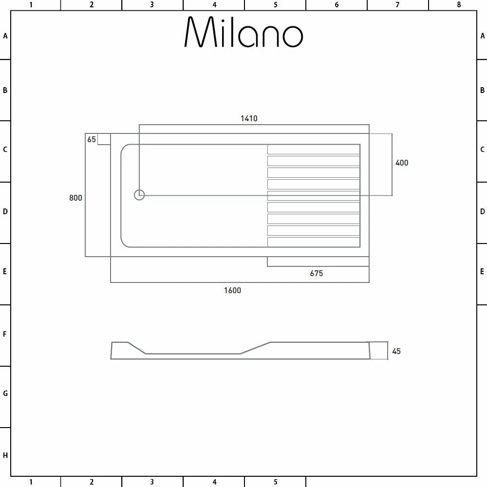 Milano Lithic - Low Profile Rectangular Walk-in Shower Tray With Drying Area - 1600mm X 800mm - Image 4