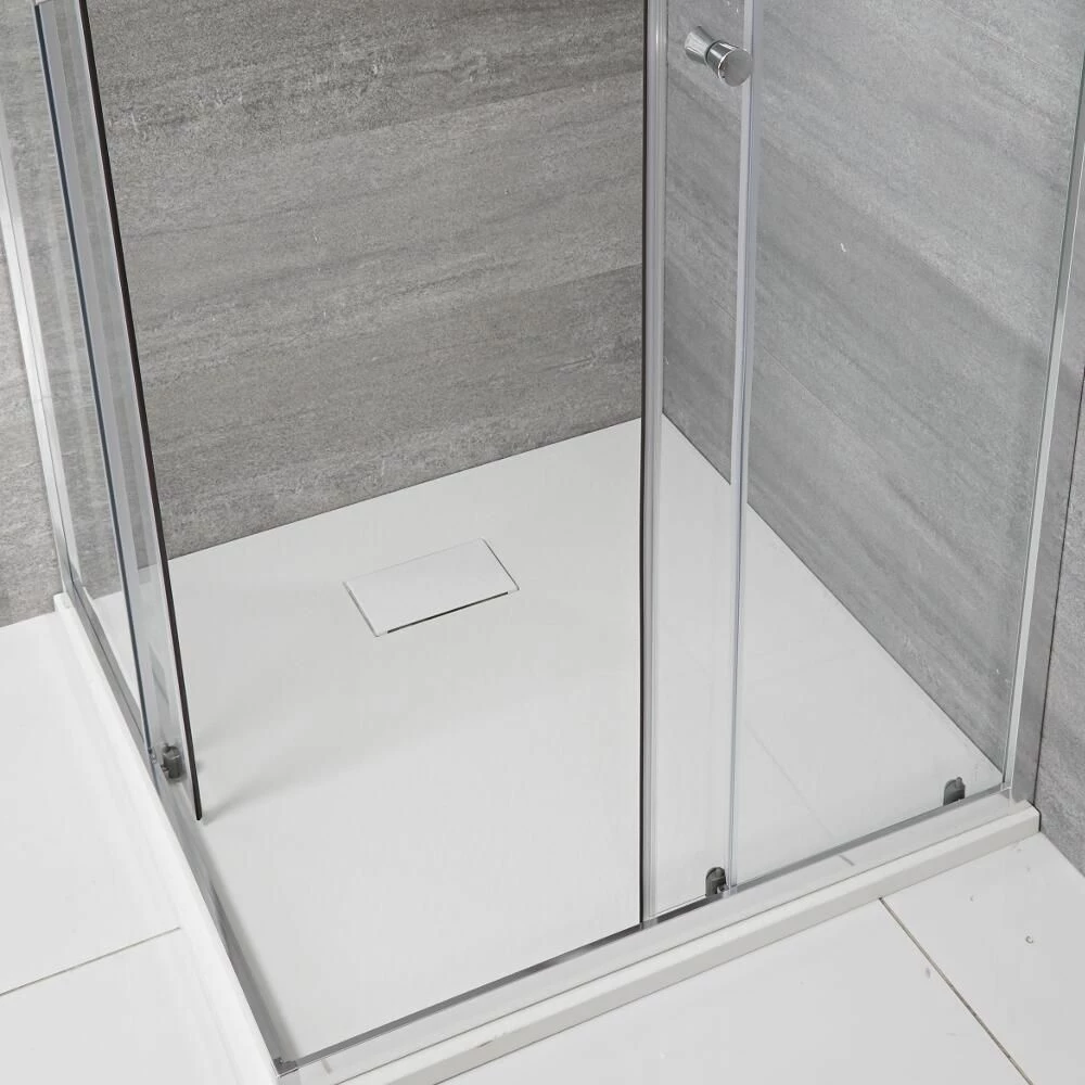 Milano Rasa - Matt White Slate Effect Square Shower Tray - 900mm