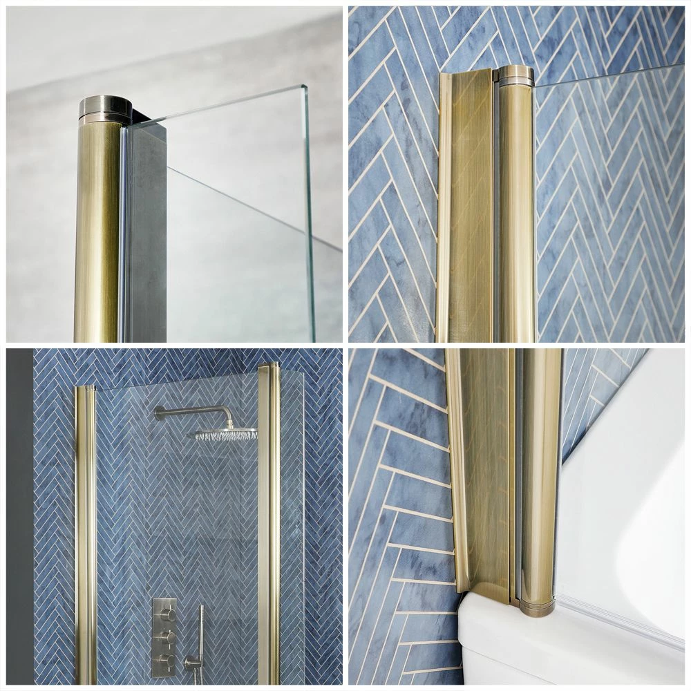 Milano Elswick - Square Shower Bath With Brushed Gold Bath Screen - Choice Of Size, Panels And Left And Right Hand Options - Image 3