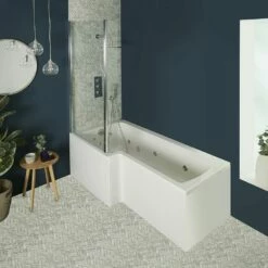 Milano Elswick - Whirlpool Square Spa Shower Bath With Screen - Choice Of Jets, Sizes And Panels