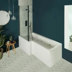 Milano Elswick - Whirlpool Square Spa Shower Bath With Black Screen - Choice Of Jets, Sizes And Panels