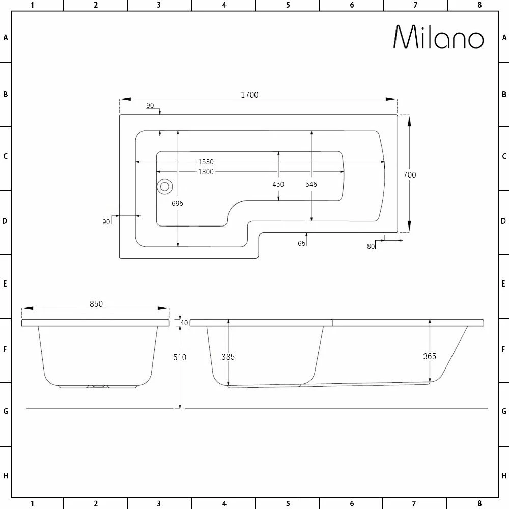 Milano Elswick - Whirlpool Square Spa Shower Bath With Black Screen - Choice Of Jets, Sizes And Panels - Image 5