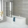 Milano Elswick - Square Shower Bath With Black Bath Screen - Left And Right Hand Options & Choice Of Size & Panels