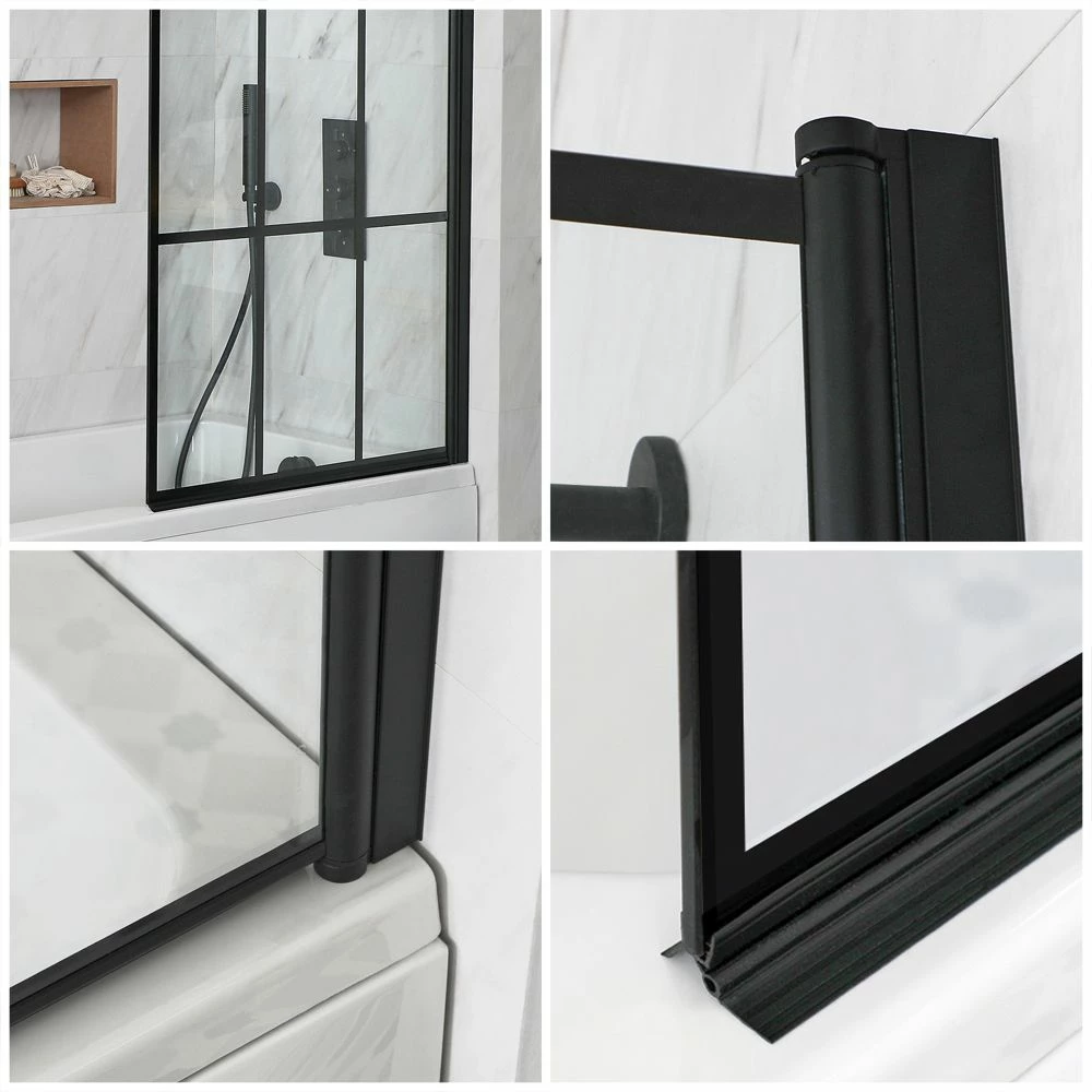 Milano Elswick - 1700mm X 750mm Standard Single Ended Shower Bath With Black Grid Bath Screen - Choice Of Panels - Image 4