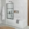 Milano Elswick - 1700mm X 750mm Standard Single Ended Shower Bath With Black Grid Bath Screen - Choice Of Panels