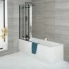 Milano Farington - Standard Single Ended Bath With Black Folding Bath Screen And Side Panel - Choice Of Sizes