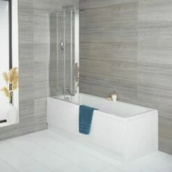 Milano Farington - Standard Single Ended Bath With Folding Bath Screen And Side Panel - Choice Of Sizes