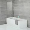 Milano Elswick - 1700mm X 750mm Standard Single Ended Shower Bath With Square Bath Screen And Panels