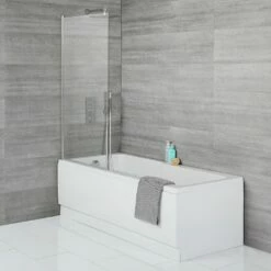 Milano Elswick - 1700mm X 750mm Standard Single Ended Shower Bath With Square Bath Screen And Panels