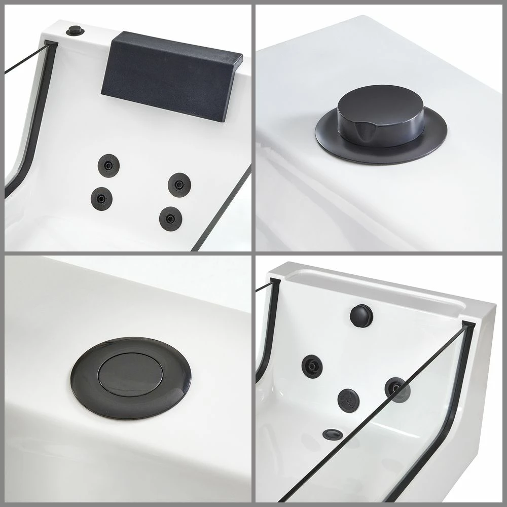 Milano Breeze - Whirlpool Single Ended Spa Bath - 1800mm X 800mm - Black - Image 6