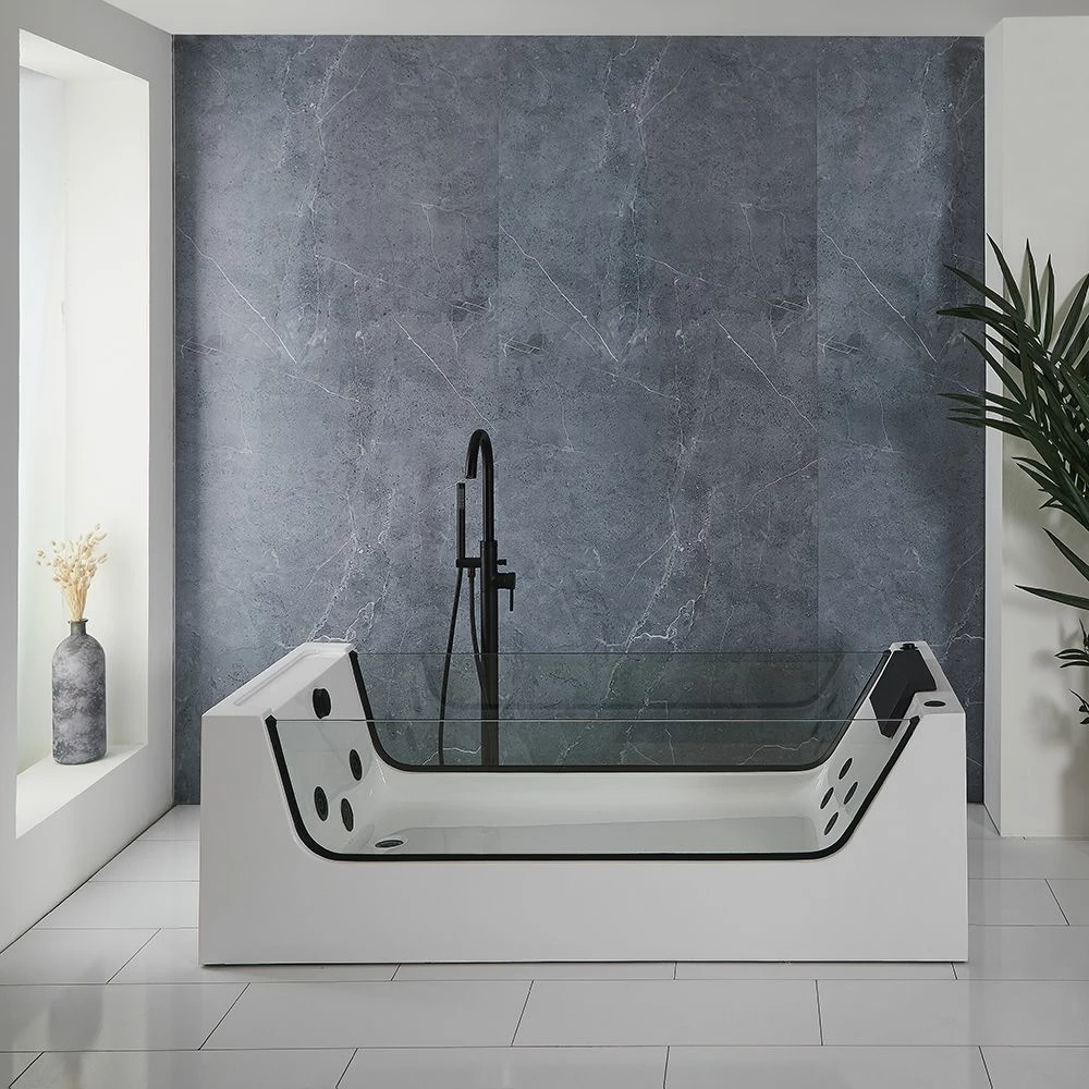 Milano Breeze - Whirlpool Single Ended Spa Bath - 1800mm X 800mm - Black - Image 3