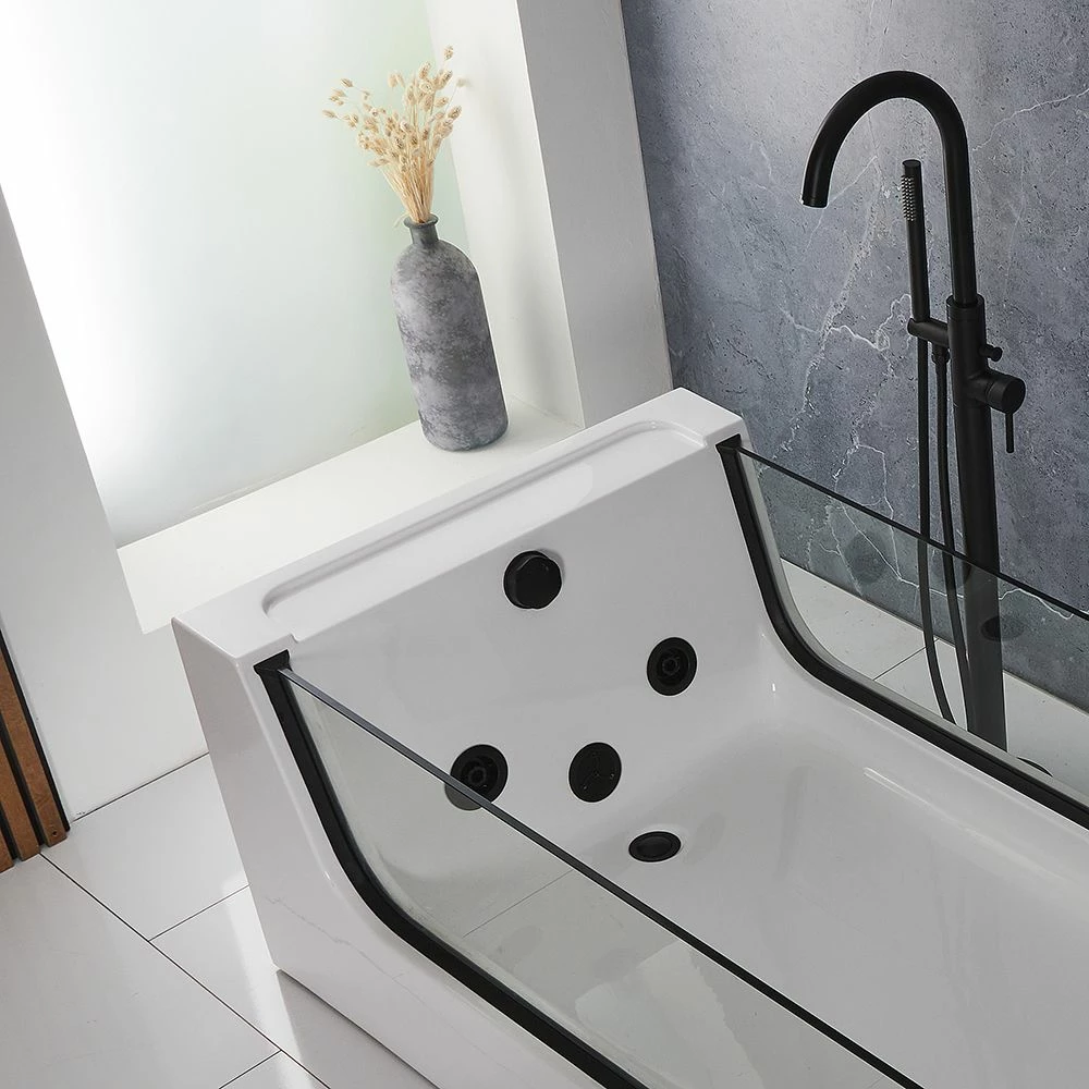 Milano Breeze - Whirlpool Single Ended Spa Bath - 1800mm X 800mm - Black - Image 4