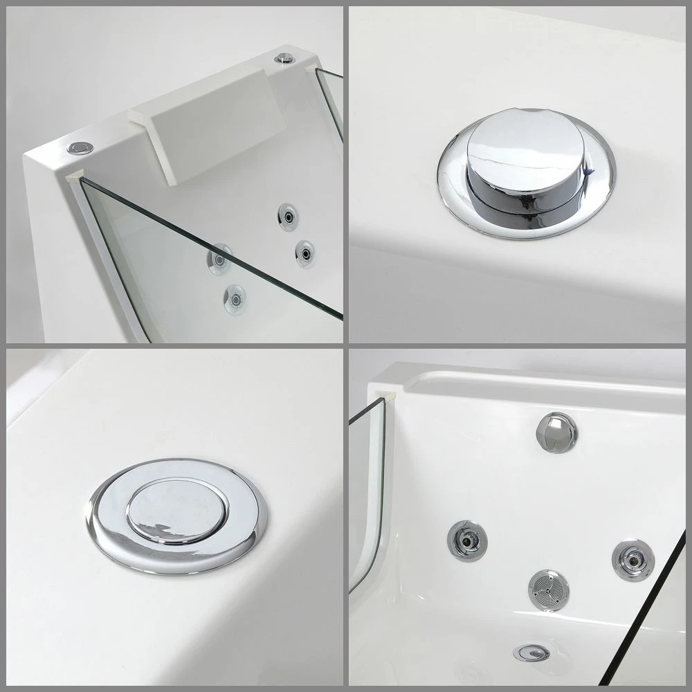 Milano Breeze - Whirlpool Single Ended Spa Bath - 1800mm X 800mm - Chrome - Image 6