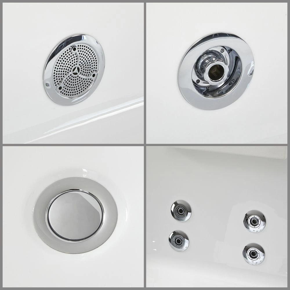 Milano Breeze - Whirlpool Single Ended Spa Bath - 1800mm X 800mm - Chrome - Image 7